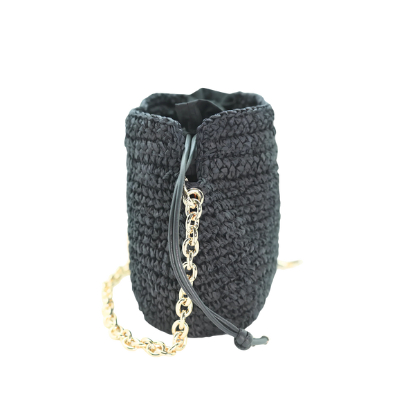 Raffia Bucket bag with emblem