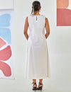 White Ruffle Embroidered Dress