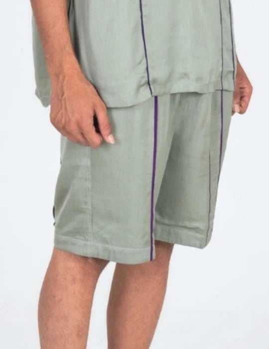 Green Co-ord Set with Purple Pipin