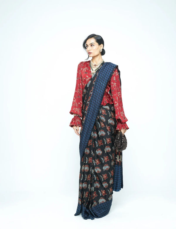 Wild Bloom Saree (Pre-Stitched)