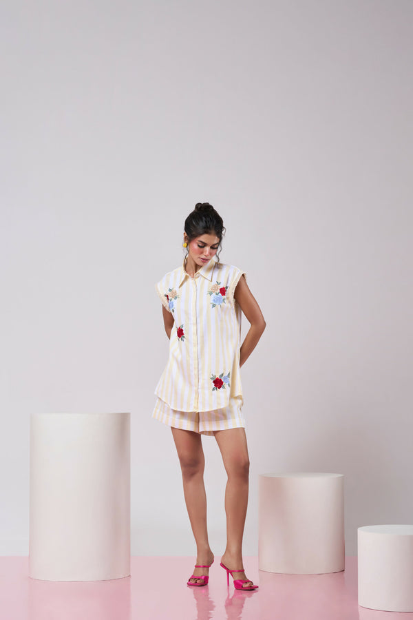 Striped Yellow & White Shirt and Short set