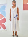 White Ruffle Embroidered Dress
