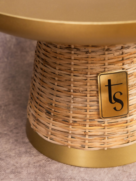 Wicker & Metal Cake Stand