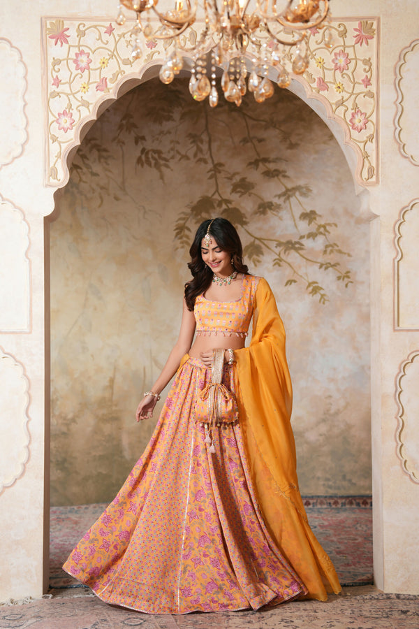 Kesariya Heer Lehenga Set With Dupatta