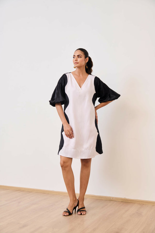 White & Black Short Party Dress