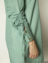 Ruched Sleeves Shirt Dress