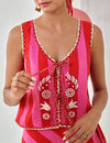 Striped Embroidered Top