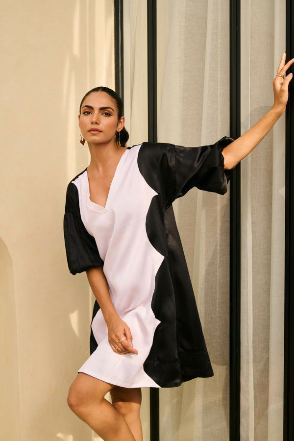 White & Black Short Party Dress