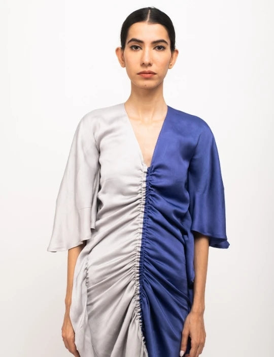 Grey-Blue Kaftan Bodycon Dress