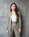 Logus Khaki Linen Open Blazer