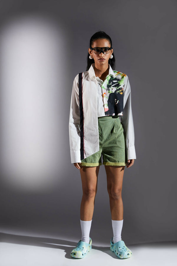 BRUSH STROKES CROP SHIRT