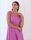 Pink A-Line Printed Sleeveless Cotton Dress