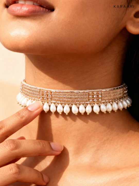 Pearl Drop Line Choker