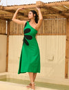 Green One Shoulder Embroidered Dress