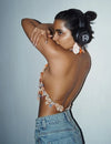 BEADED CORAL TUILE TOP
