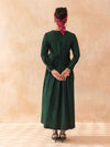 Mossie : Cotton Wrap Midi Dress in Dark Green | Casual Summer Dress