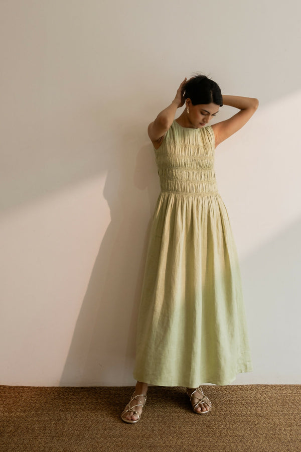 Dew Mint Green Smocked dress