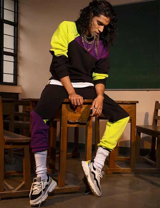 STRAIGHT COLOR BLOCKING PANTS