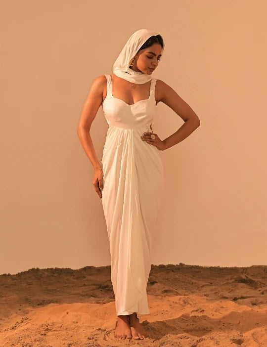 Poe Satin Drape Dress