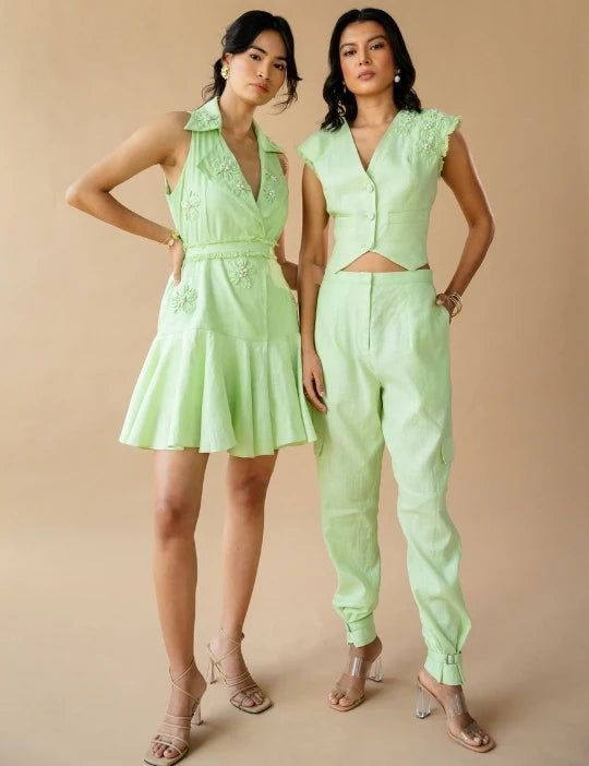3D Floral Waist Coat + Pants