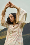 Pink Foliage Kurta And Straight Trousers Set