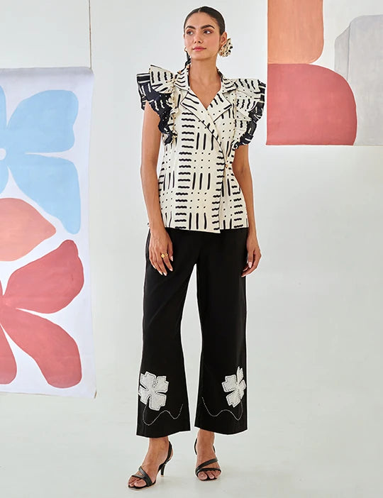 Black and white printed Jacket Co-ord Set