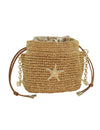 Raffia Bucket bag with emblem