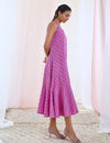 Pink A-Line Printed Sleeveless Cotton Dress