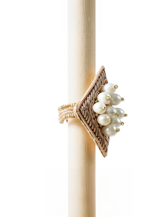 Pearl gold Crystal Diamond Ring