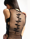 Hand Embroidered Sheer Top with Detachable Sleeves