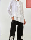 White Asymmetric Shirt & Black Pants Co-ord Set