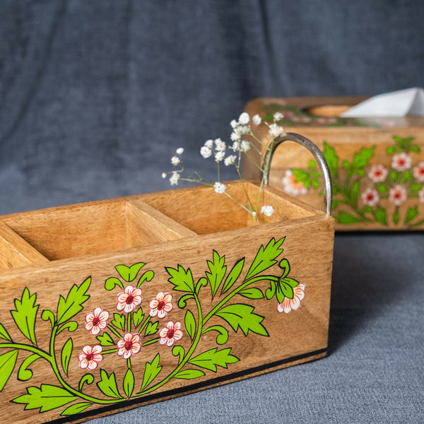 Floral - Wooden Spoon Caddy