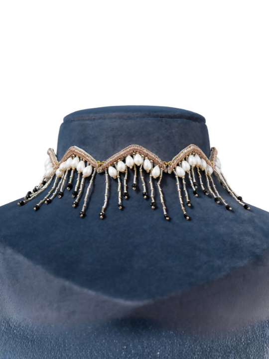 Crystal Fringe black Choker