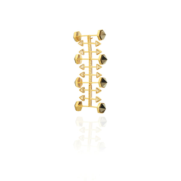 Kensho Earrings- Grey in Gold