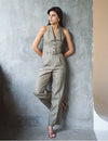Logus Halter Neck Shawl Collar Linen Waistcoat