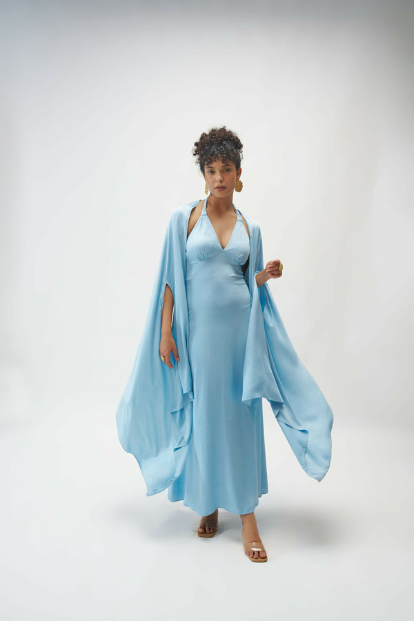Powder Blue dress with cover up