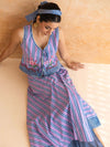 Viola Set : Cotton Skirt Set for Women in Lilac & Blue| Striped 2-Piece Summer Outfit
