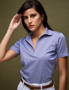 Logus Cotton Houndstooth Pattern Polo Collar T-shirt
