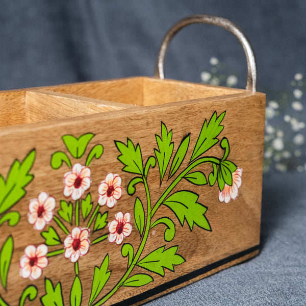 Floral - Wooden Spoon Caddy