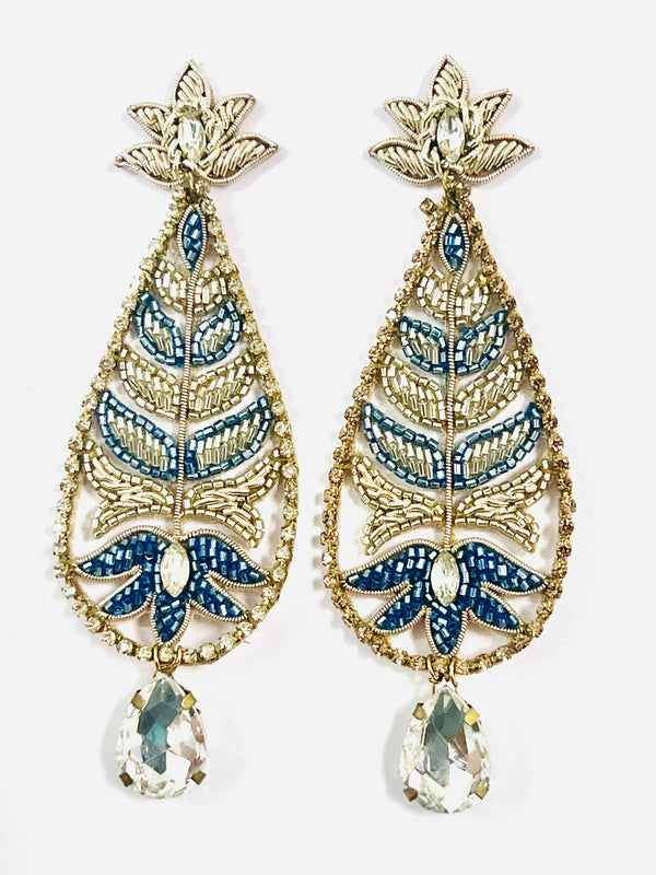 Leafs Drop Blue Earrings