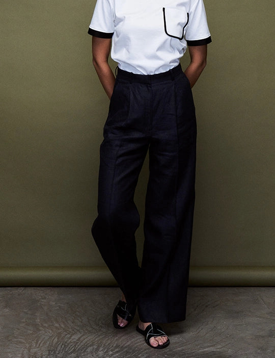 Logus Navy Linen Trouser