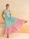 Rosie : Cotton Voile Maxi Dress for Women in Mint Green | Embroidered Tiered Summer Dress