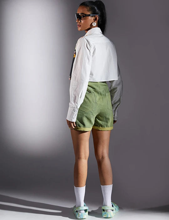 BRUSH STROKES CROP SHIRT