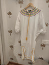 WHITE CASABLANCA DRESS- GREEN\YELLOW