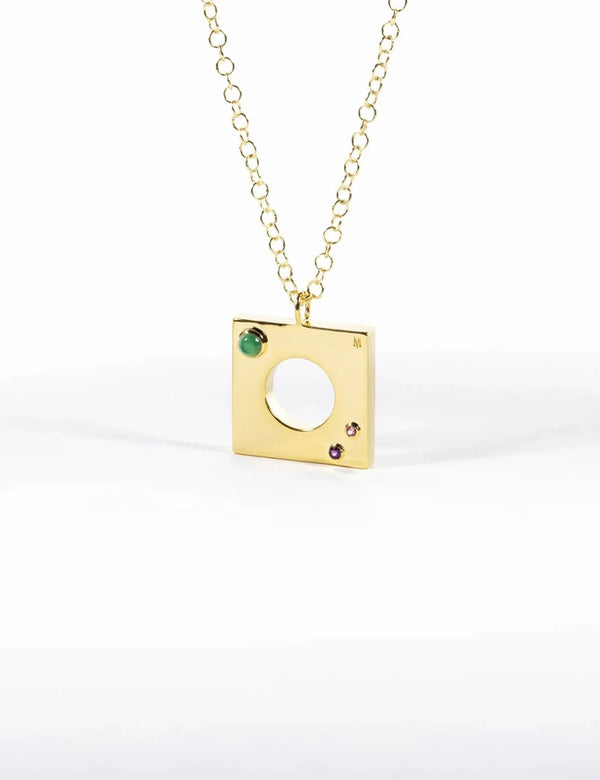Edge Pendant with Gems Gold