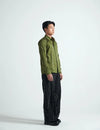 Olive Linear-Stitch Shirt