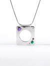 Edge Mega Pendant with Gems Silver