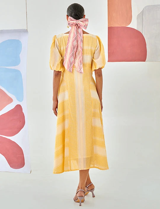 Yellow Check A-line dress