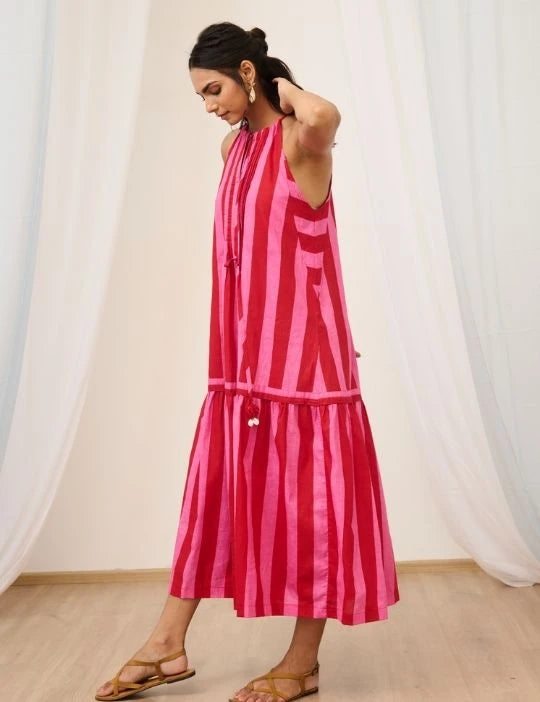 Striped Sleeveless Maxi Dress