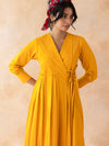 Clementia : Cotton Wrap Midi Dress fo in Orange | Casual Summer Dress